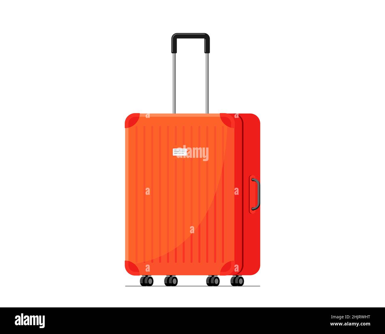 Valigia rossa in plastica per viaggiare con ruote e maniglia retrattile  vista frontale. Borsa per vacanze estive viaggio flat vettoriale eps  illustrazione Immagine e Vettoriale - Alamy
