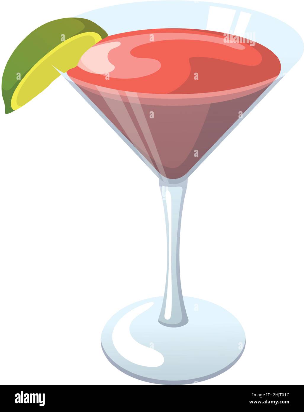 Vetro realistico con cocktail isolato su sfondo bianco - illustrazione Vector Illustrazione Vettoriale
