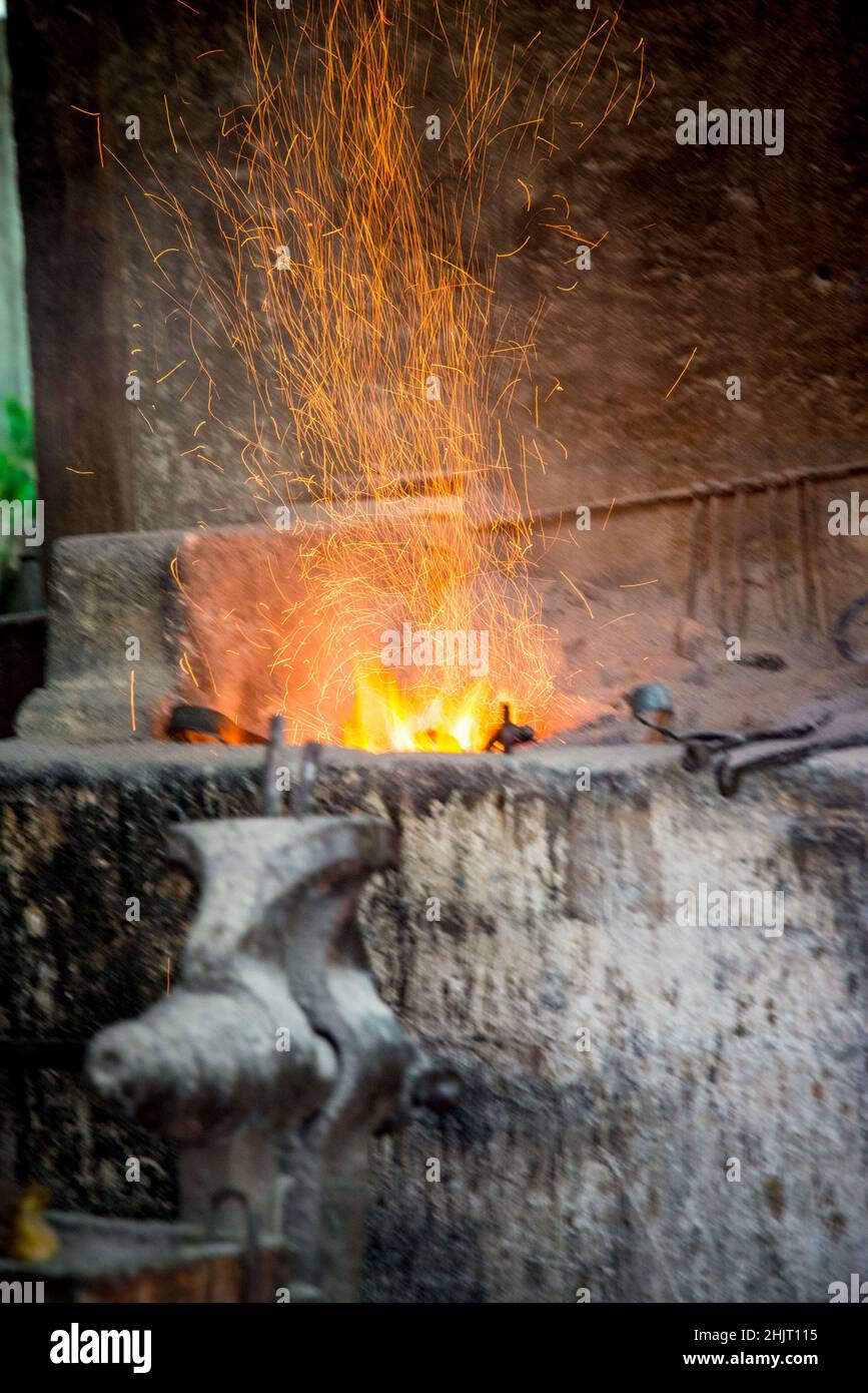 Dimostrazione di Gunnsmith in Colonial Quarter St. Augustine, Florida Stati Uniti Foto Stock