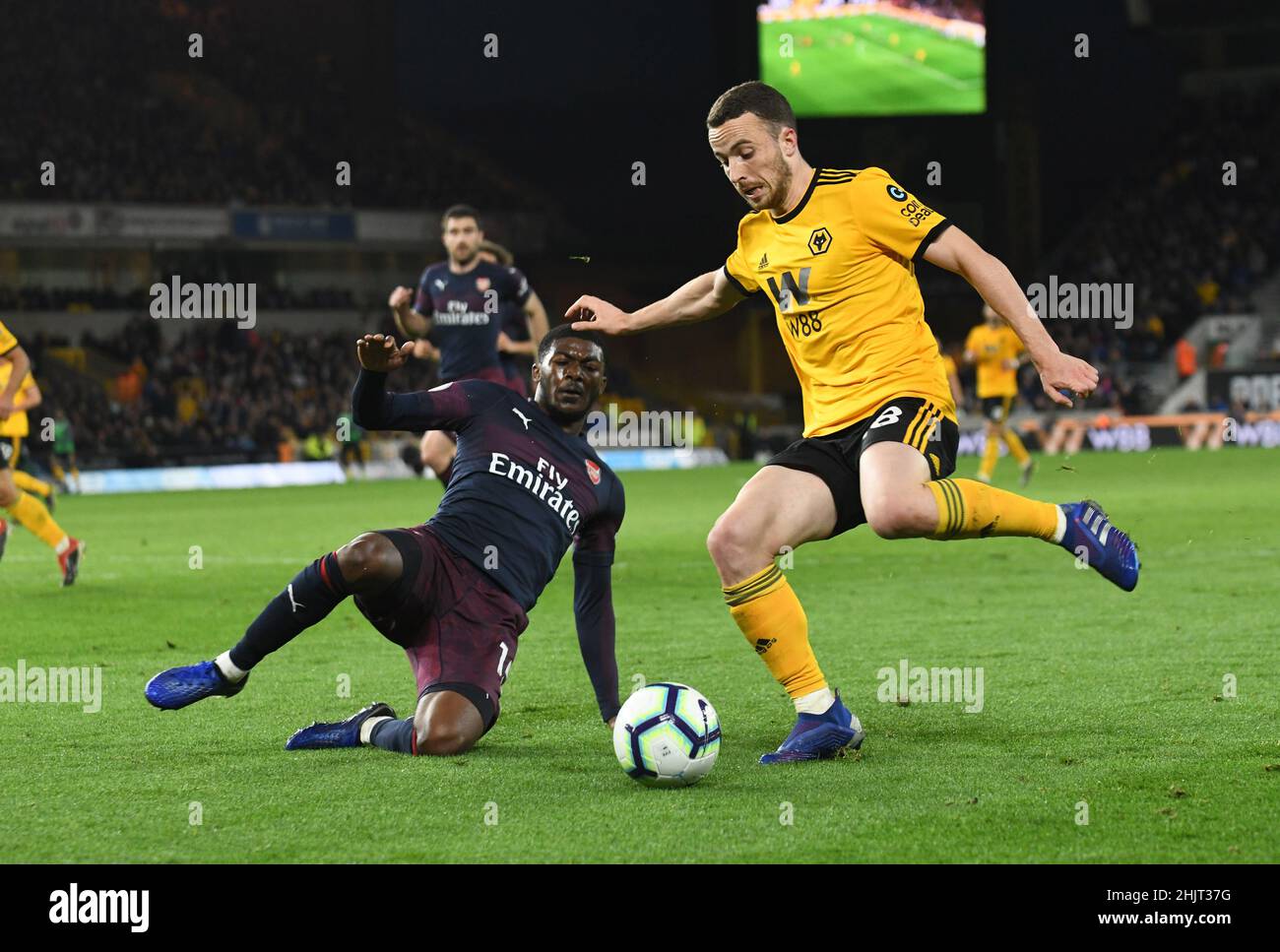 Wolves calciatore Diogo Jota Wolverhampton Wanderers / Arsenal al Molineux Stadium 24/04/2019 - English Premier League Foto Stock
