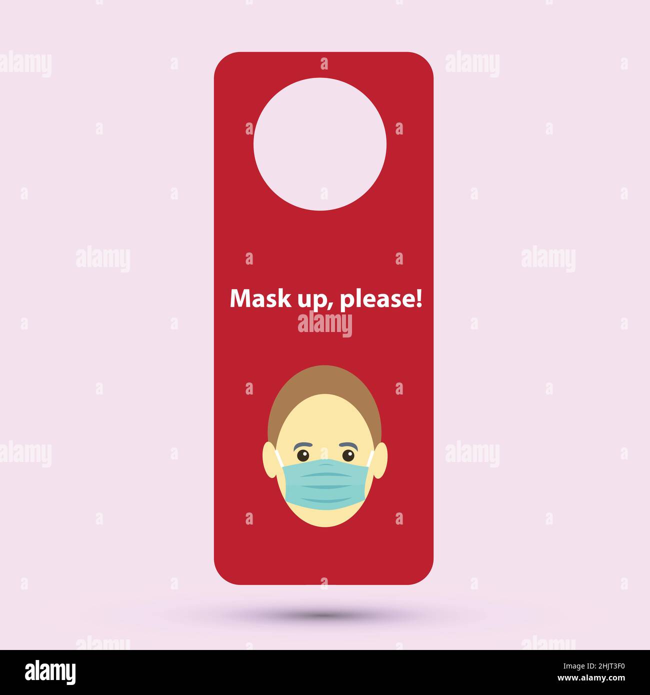 Porta appendiabiti con maschera in alto per favore messaggio Illustrazione Vettoriale