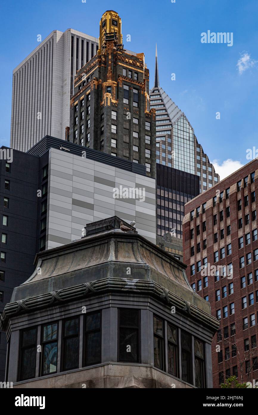 Foto ravvicinata degli edifici urbani di Chicago Foto Stock
