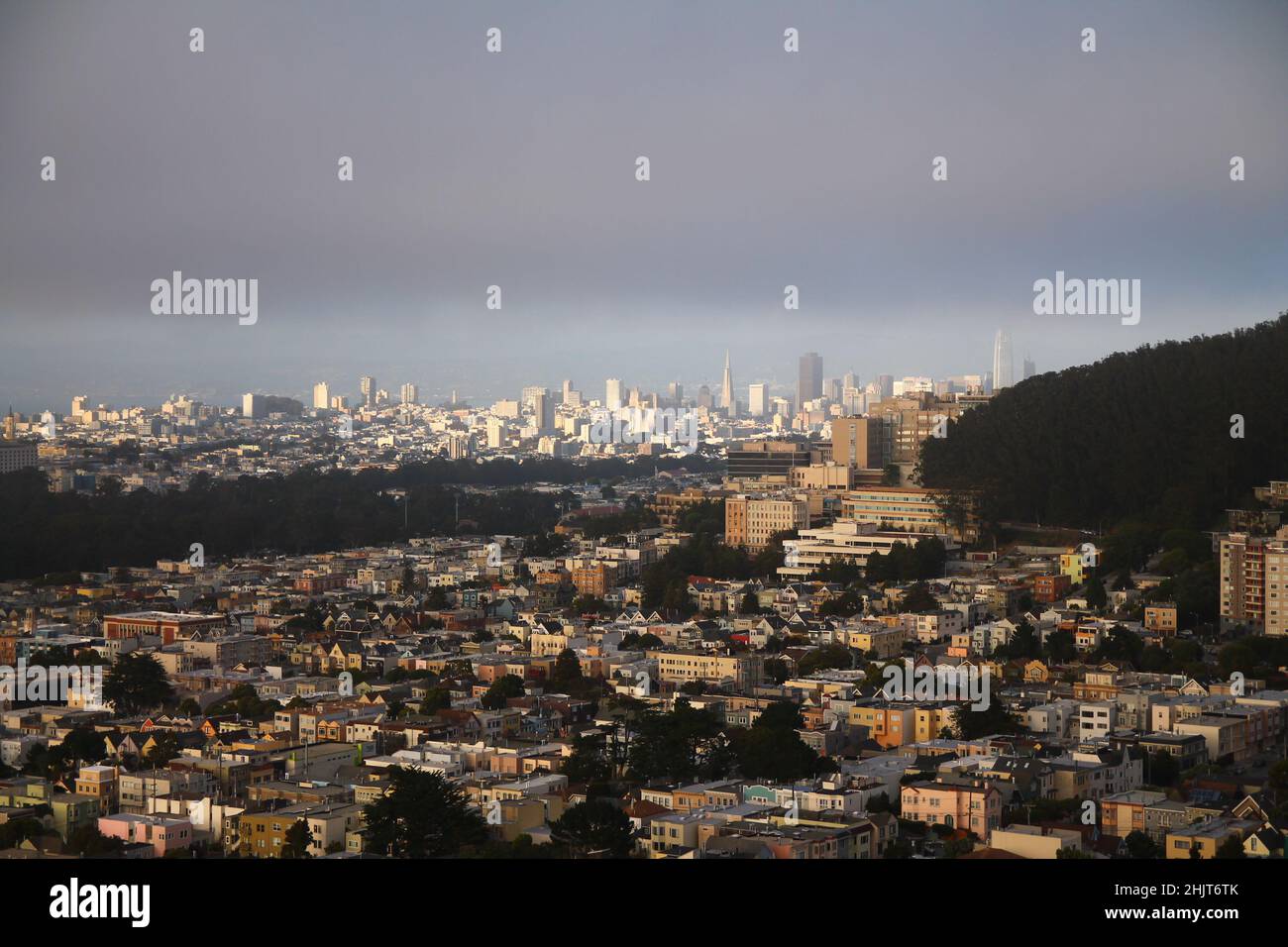 La bellezza di San Francisco catturata dal Grandview Park in Outer Sunset Foto Stock