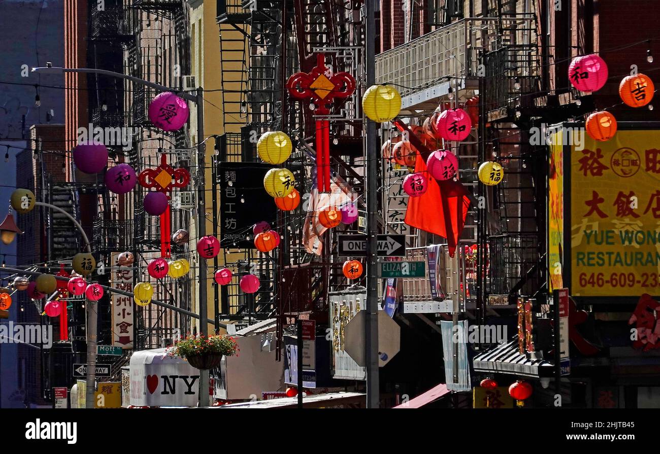 Zona di Chinatown di Manhattan, New York City Foto Stock