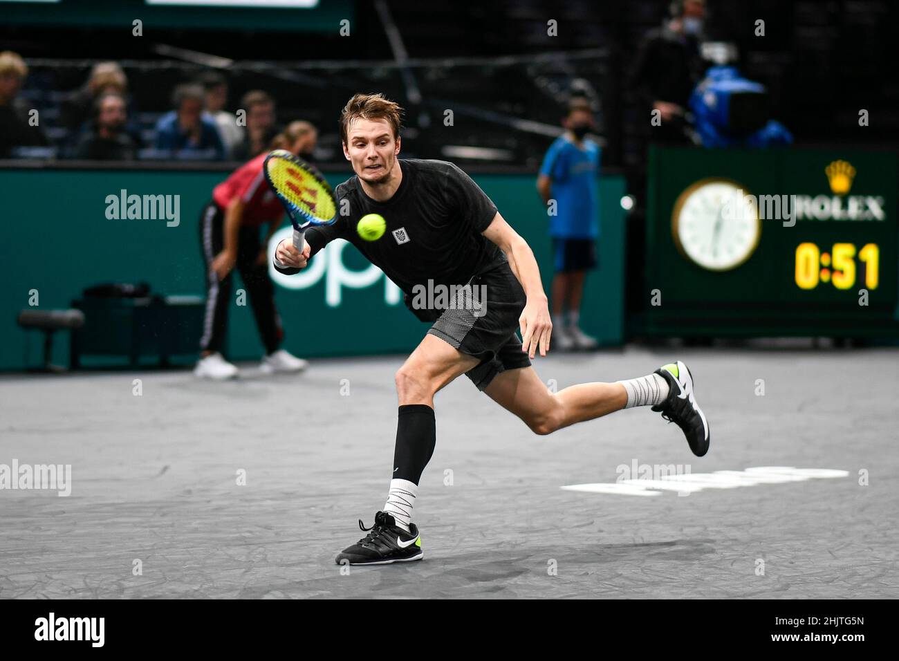 Alexander 'asha' Bublik del Kazakhstan durante il torneo di tennis Rolex Paris Masters 2021, ATP Masters 1000, il 2 novembre 2021 presso la Accor Arena in Foto Stock