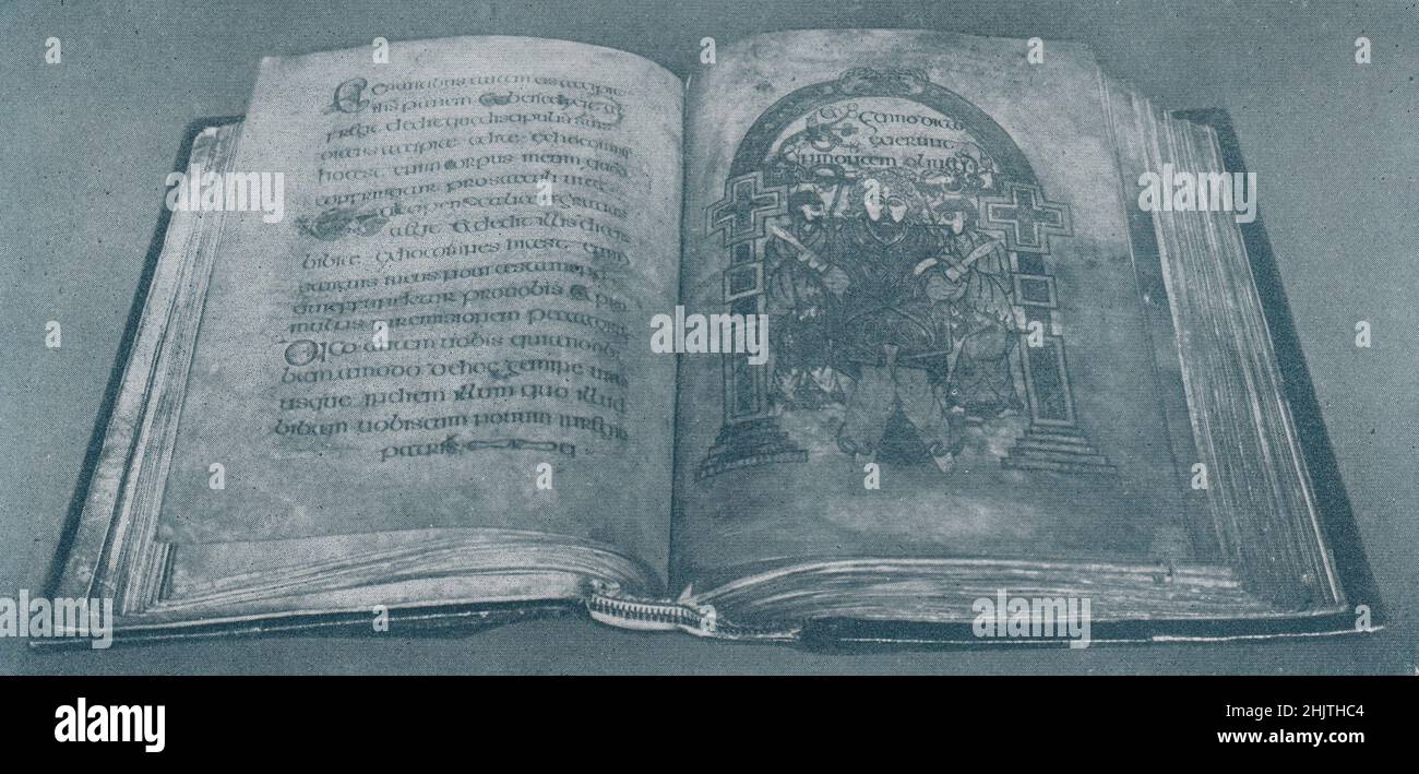 Il libro di Kells, Trinity College, Dublino. Contea di Dublin (1913) Foto Stock