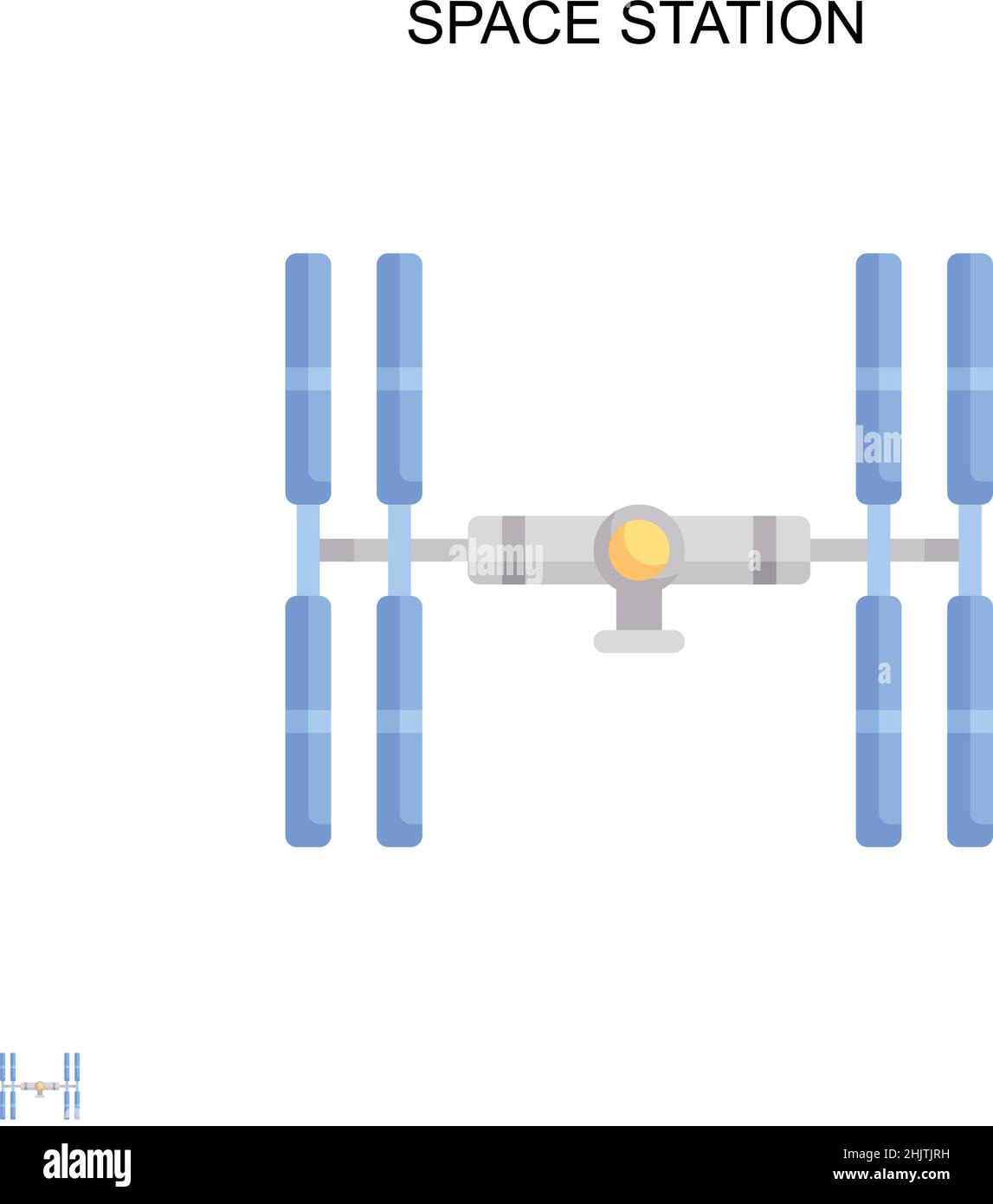 Icona vettore semplice della stazione spaziale. Modello di disegno del simbolo di illustrazione per l'elemento dell'interfaccia utente mobile Web. Illustrazione Vettoriale