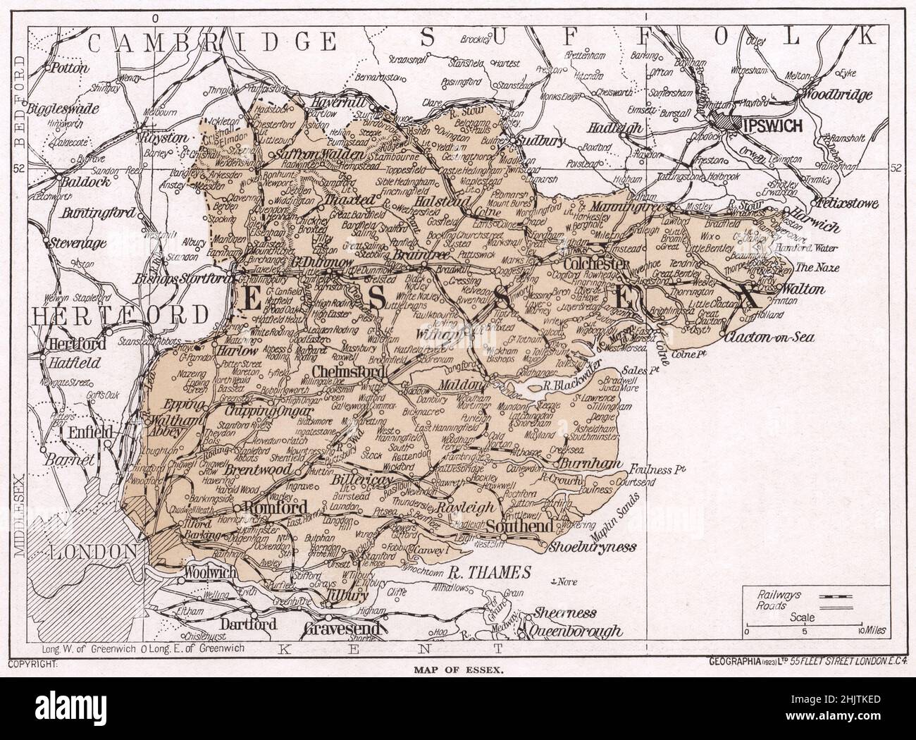 Mappa di Essex (1913) Foto Stock