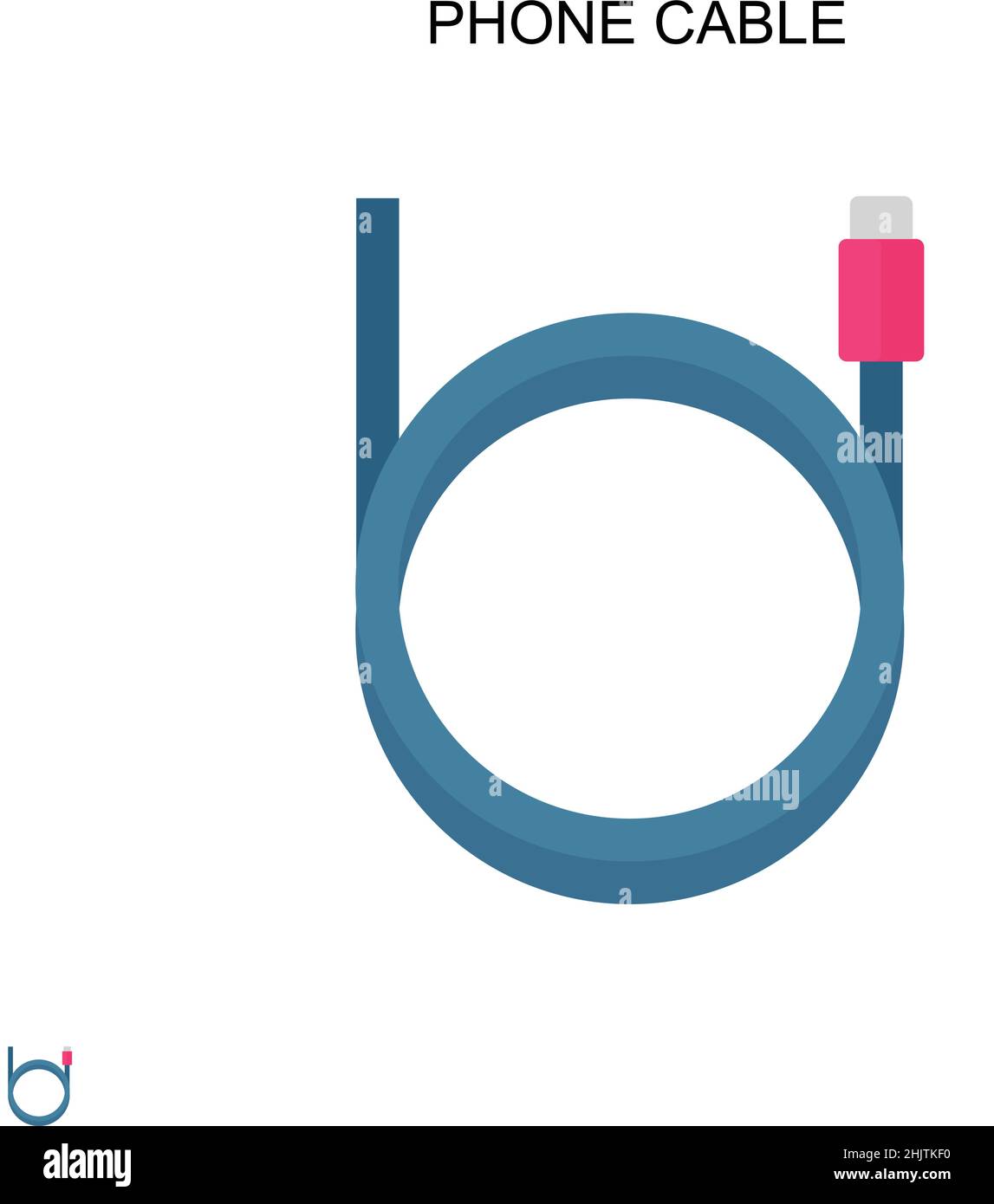 Icona vettore semplice del cavo telefonico. Modello di disegno del simbolo di illustrazione per l'elemento dell'interfaccia utente mobile Web. Illustrazione Vettoriale
