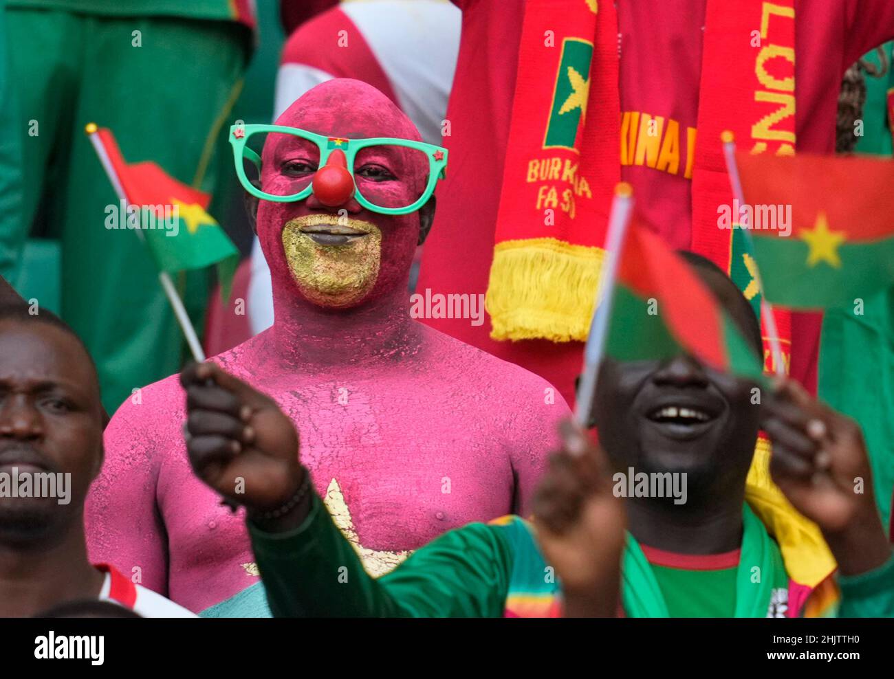 Yaoundé, Camerun, 9 gennaio 2022: Tifosi durante il Camerun / Burkina Faso- Africa Cup of Nations al Paul Biya Stadium. Prezzo Kim/CSM. Foto Stock