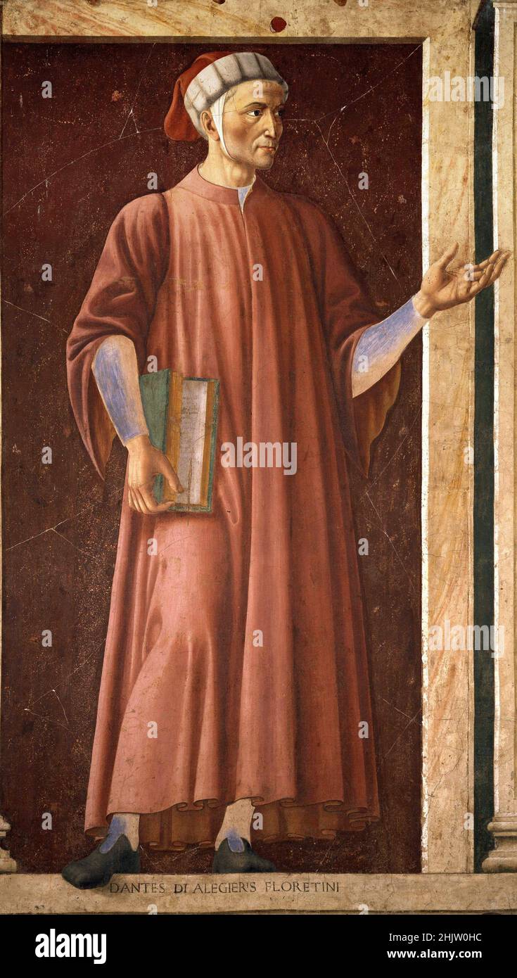 Murale di Dante negli Uffizi, Firenze, di Andrea del Castagno, c.. 1450 Foto Stock