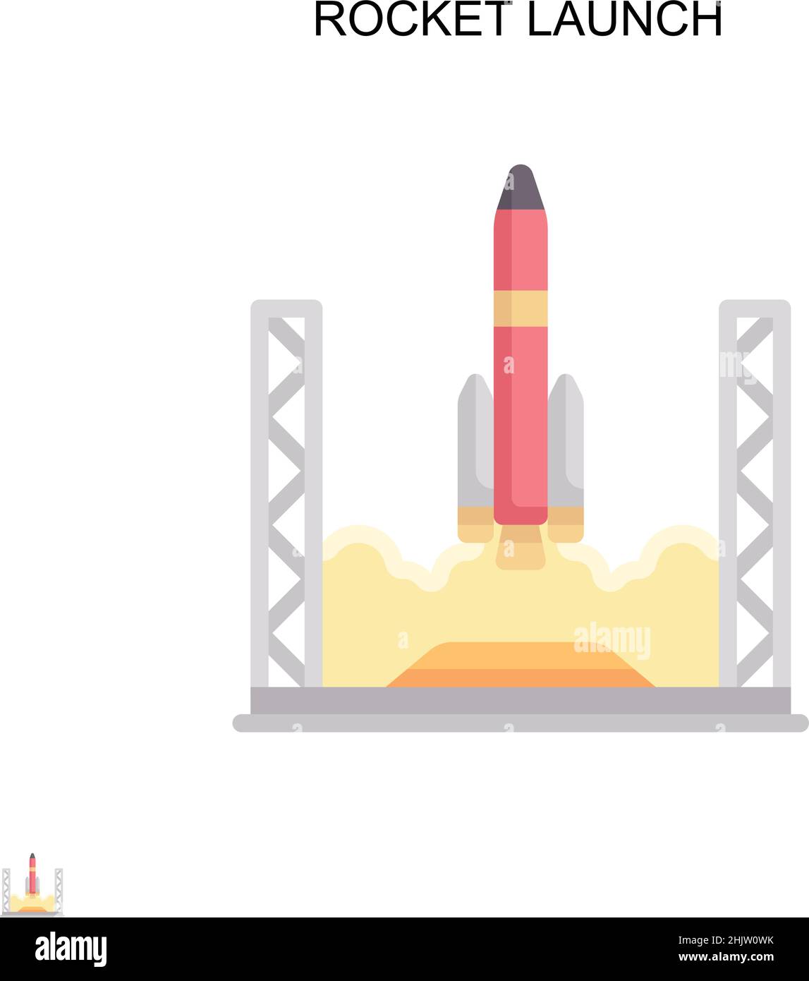 Rocket lancia semplice icona vettoriale. Modello di disegno del simbolo di illustrazione per l'elemento dell'interfaccia utente mobile Web. Illustrazione Vettoriale