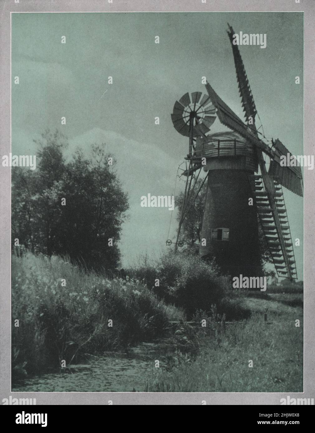 Un mulino a vento su Fleet Dyke. Norfolk (1913) Foto Stock