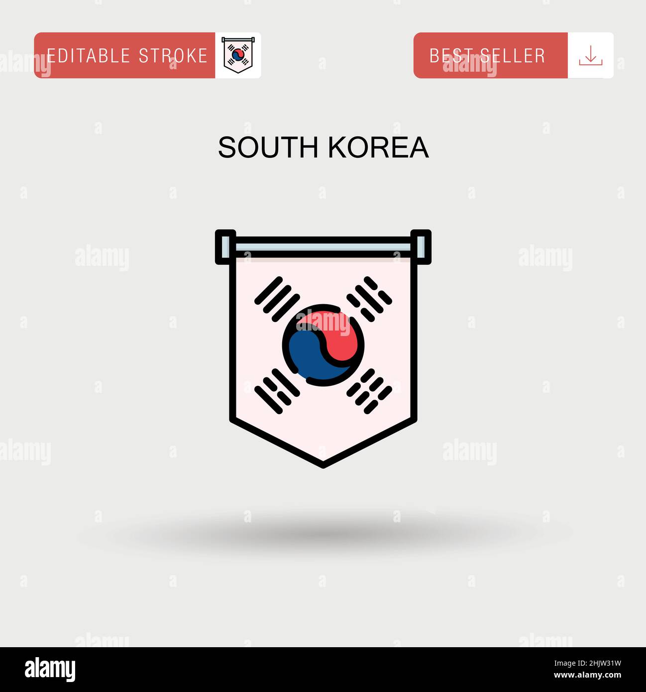 icona vettore semplice della corea del Sud. Illustrazione Vettoriale