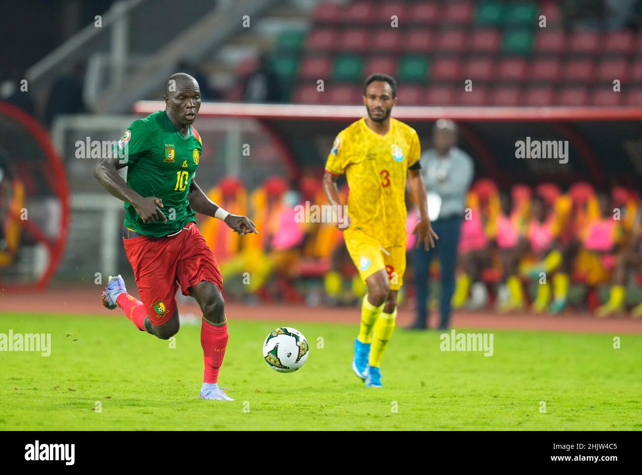 Yaoundé, Camerun, 13 gennaio 2022: Vincent Aboubakar del Camerun contro la Coppa delle nazioni Etiopia-Africa allo Stadio di Olembe. Prezzo Kim/CSM. Foto Stock