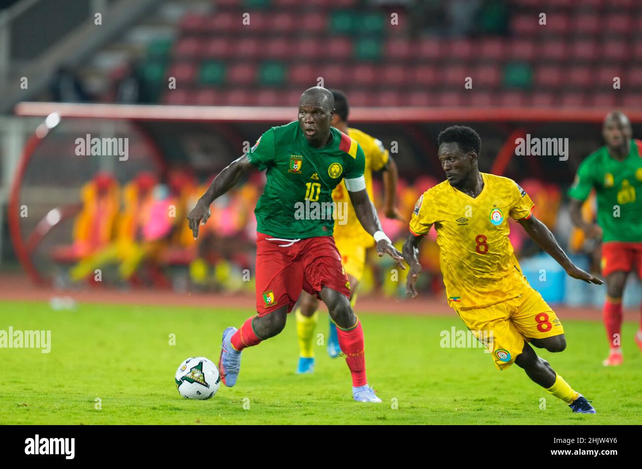 Yaoundé, Camerun, 13 gennaio 2022: Vincent Aboubakar del Camerun contro la Coppa delle nazioni Etiopia-Africa allo Stadio di Olembe. Prezzo Kim/CSM. Foto Stock