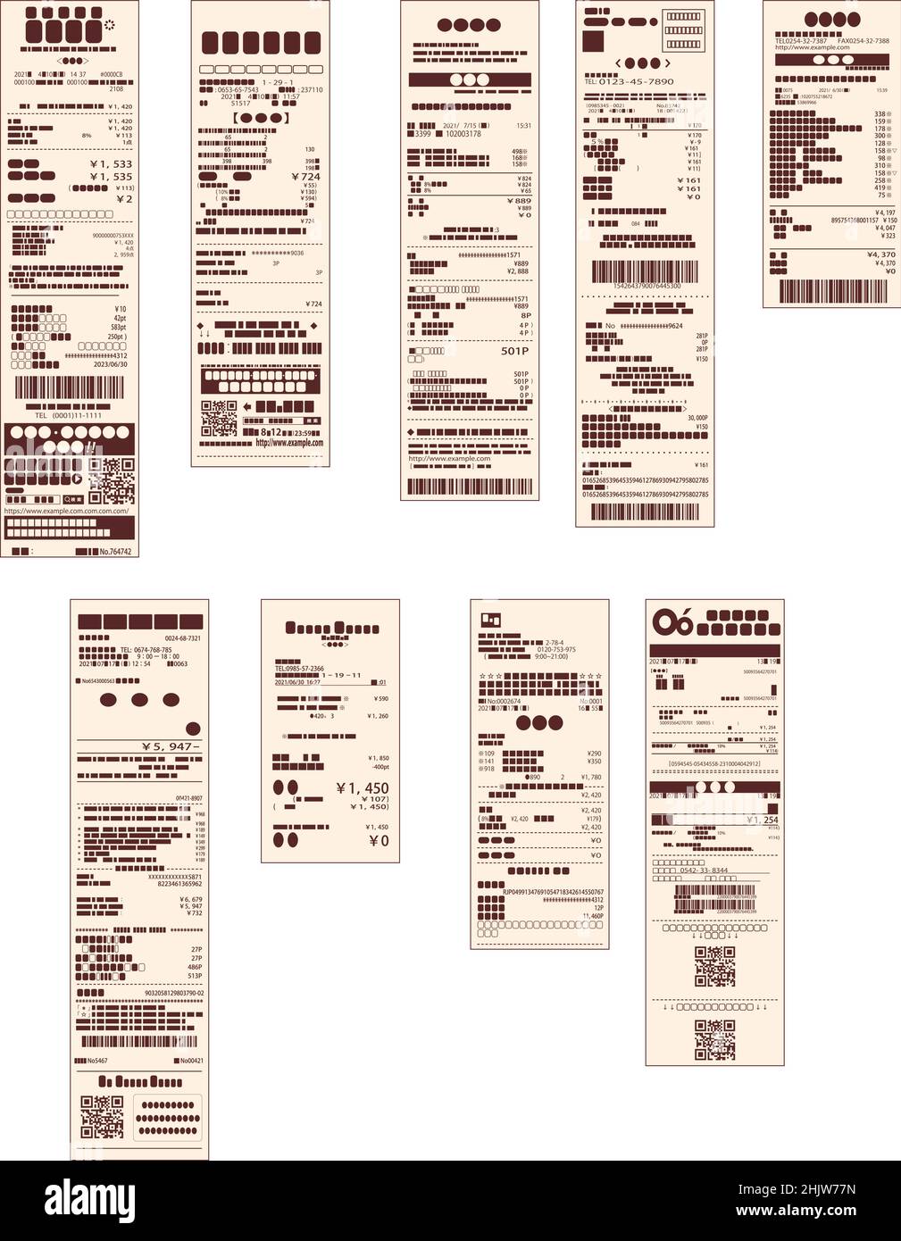 Questa è un'illustrazione di varie ricevute di acquisto Illustrazione Vettoriale