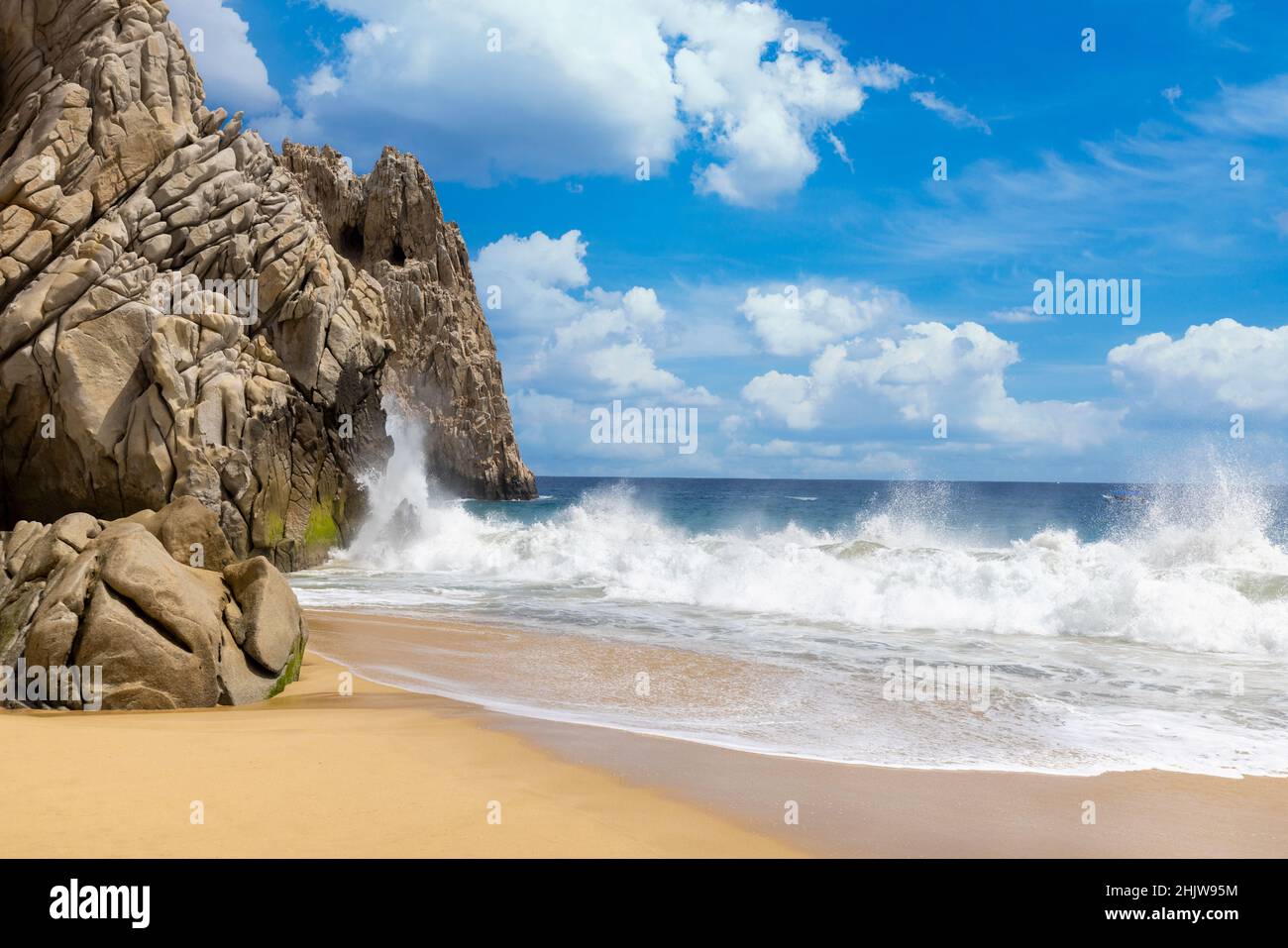Scenografica Los Cabos destinazione di viaggio Playa del Divorcio, Spiaggia di Divorce situato vicino al famoso Arco di Cabo San Lucas. Foto Stock
