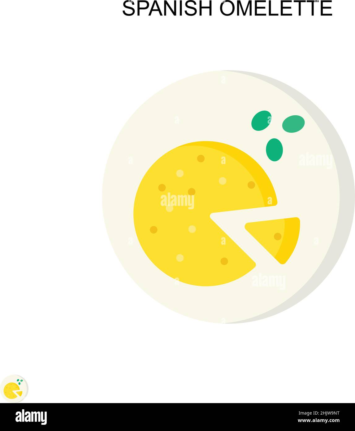 Omelette spagnola semplice icona vettoriale. Modello di disegno del simbolo di illustrazione per l'elemento dell'interfaccia utente mobile Web. Illustrazione Vettoriale