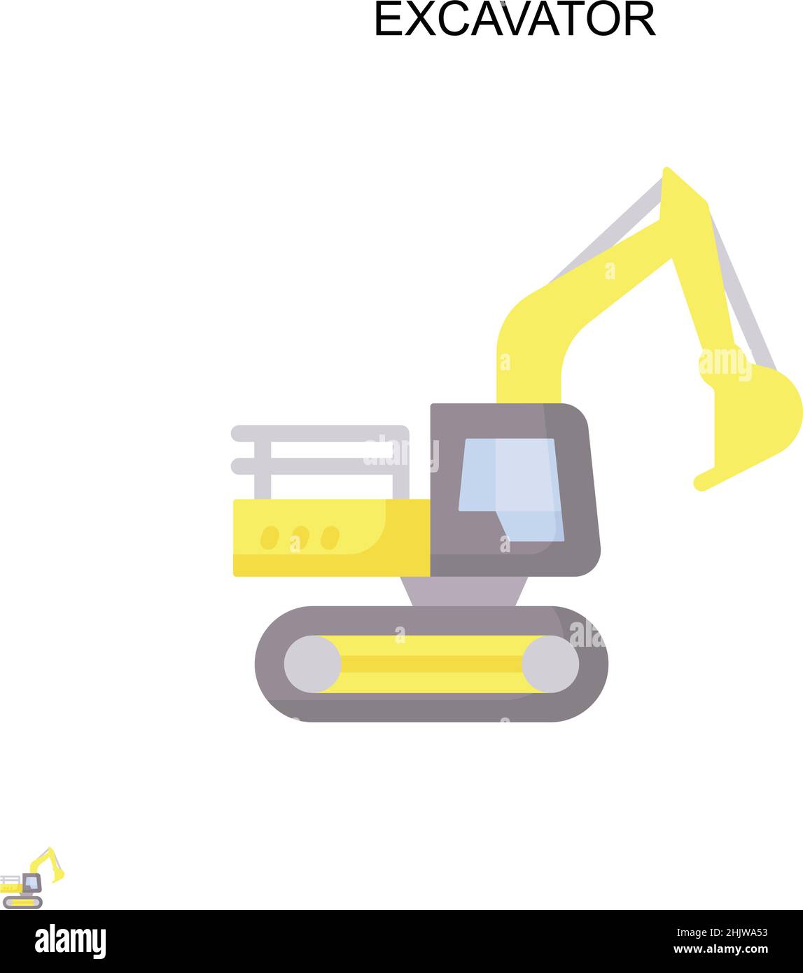 Icona vettore semplice escavatore. Modello di disegno del simbolo di illustrazione per l'elemento dell'interfaccia utente mobile Web. Illustrazione Vettoriale