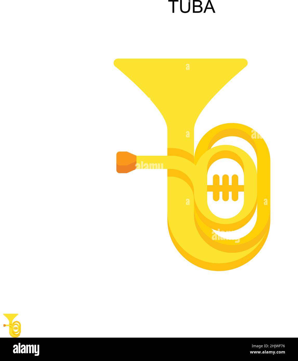 Icona vettore semplice Tuba. Modello di disegno del simbolo di illustrazione per l'elemento dell'interfaccia utente mobile Web. Illustrazione Vettoriale