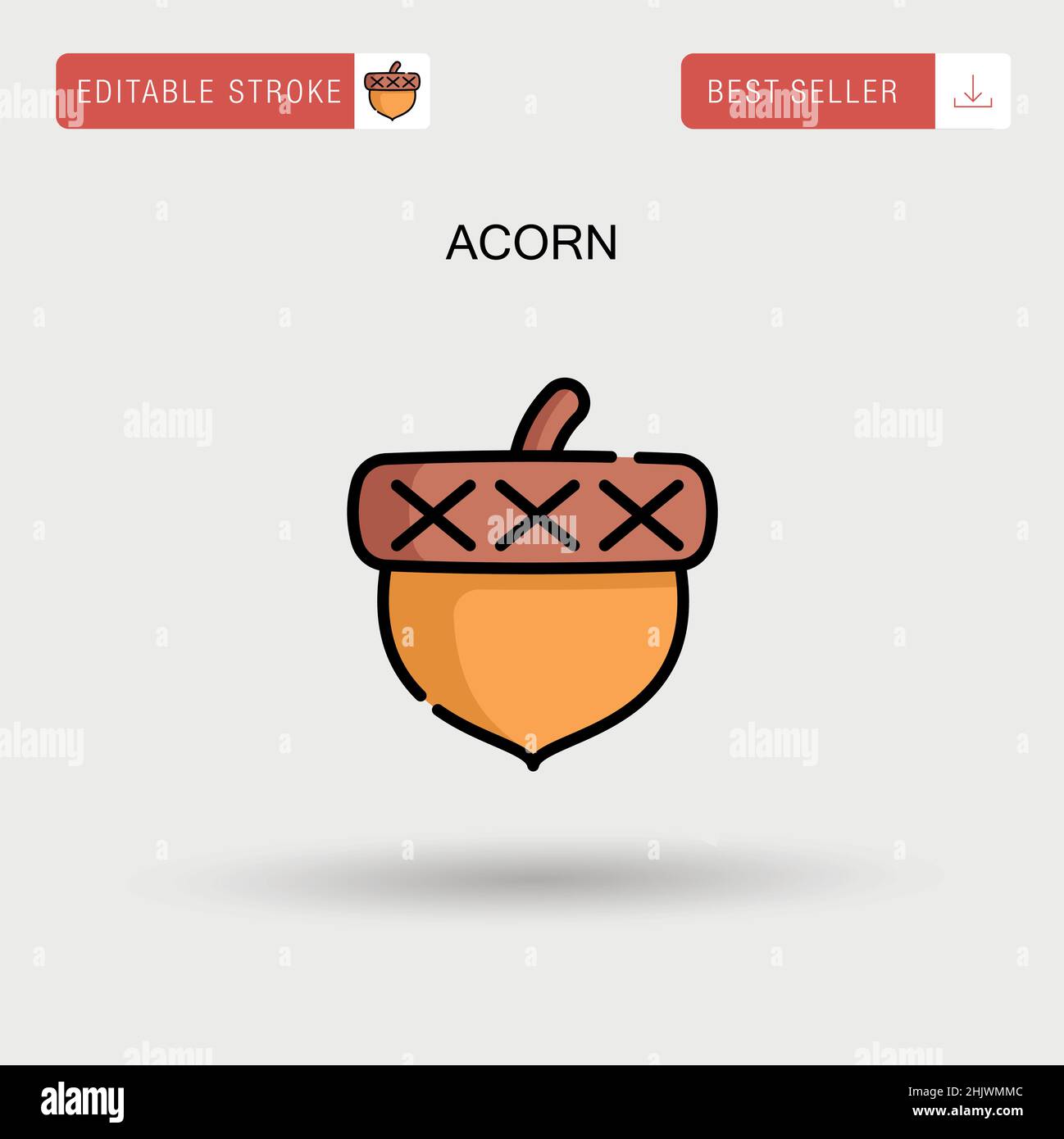 Icona vettore semplice Acorn. Illustrazione Vettoriale