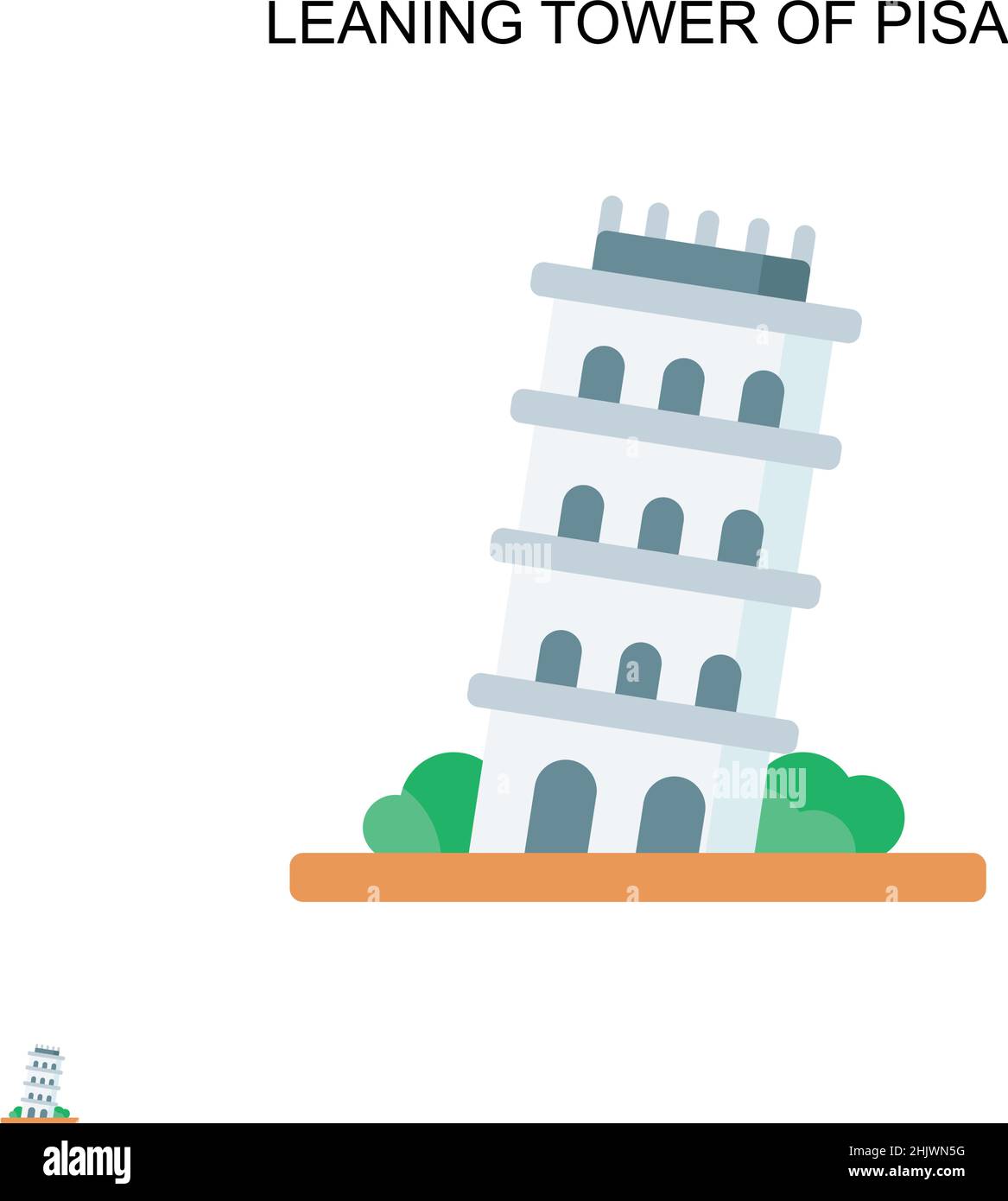 Torre pendente di pisa semplice icona vettoriale. Modello di disegno del simbolo di illustrazione per l'elemento dell'interfaccia utente mobile Web. Illustrazione Vettoriale