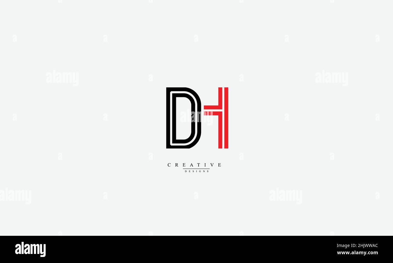 DH HD D H lettere alfabetiche iniziali logo monogramma Illustrazione Vettoriale