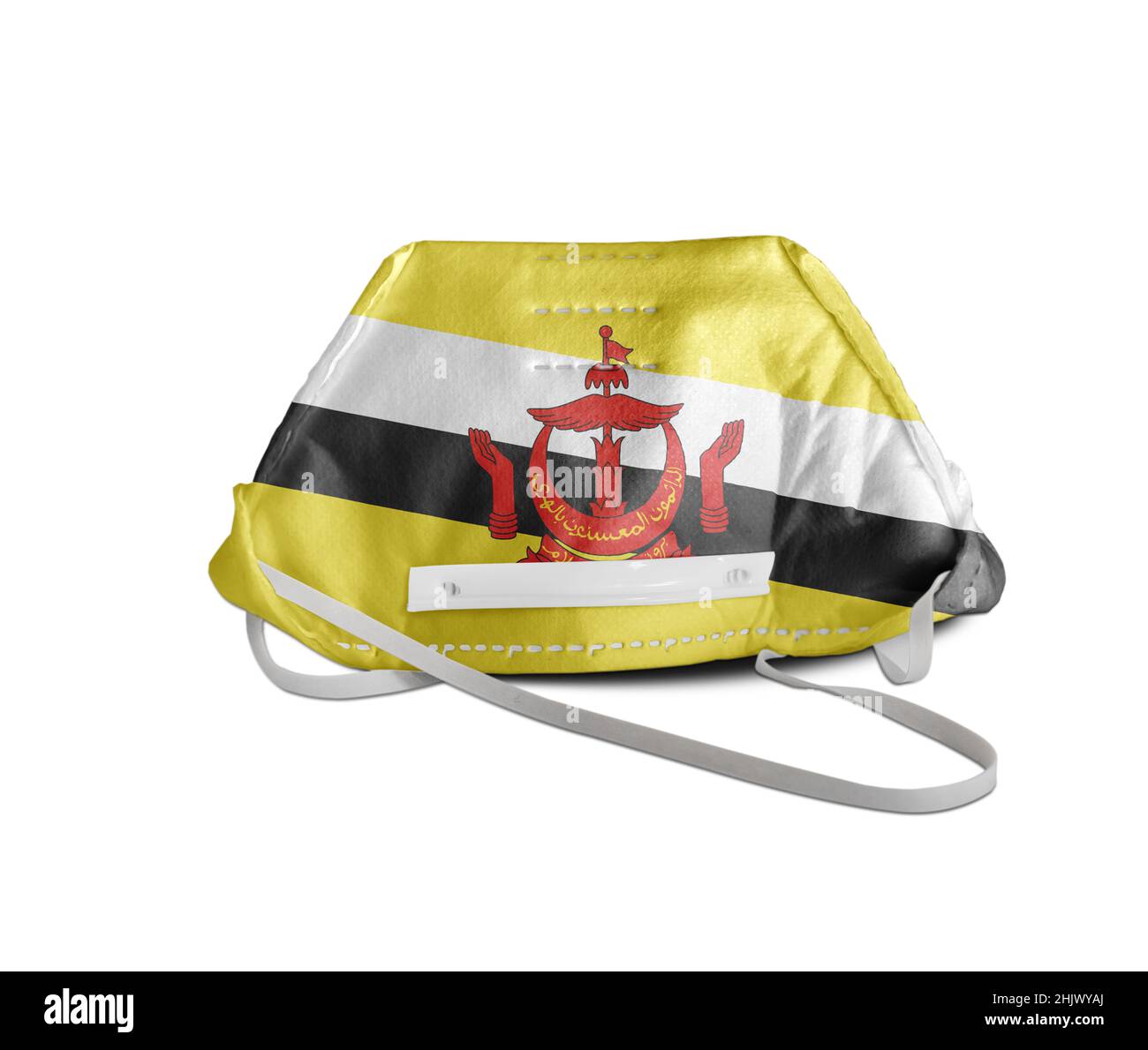 Bandiera Brunei sulla protezione medica maschera antinquinamento Foto Stock