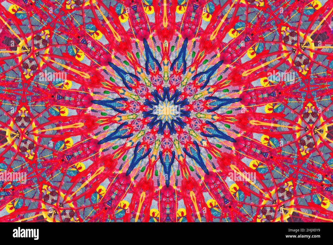 Aggiunto il Filer Kaleidoscope di Paint con sfondo dipinto a mano Foto Stock