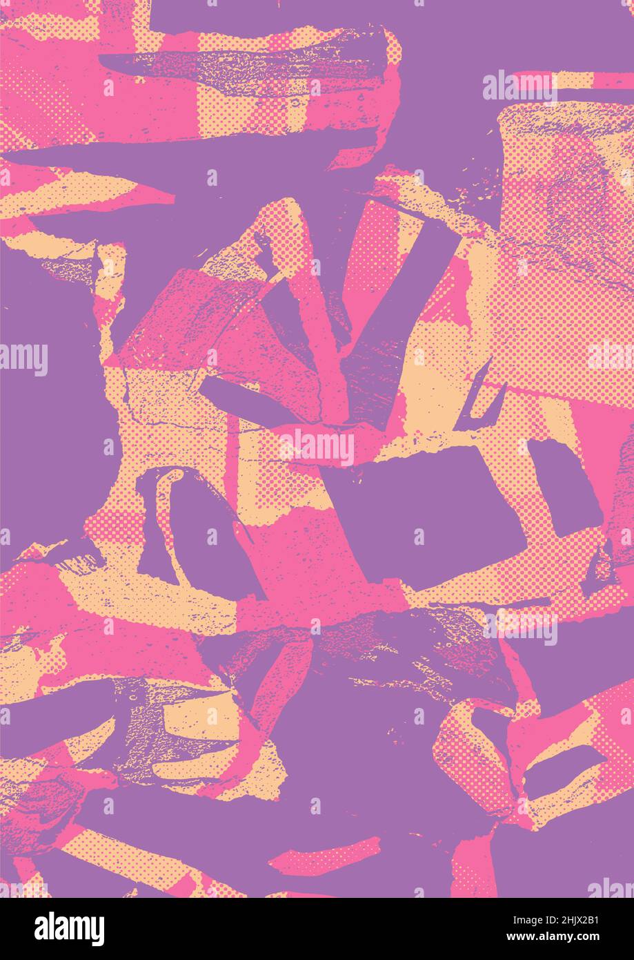 Sfondo astratto con carta strappata e Grunge Textures. Illustrazione vettoriale. Illustrazione Vettoriale