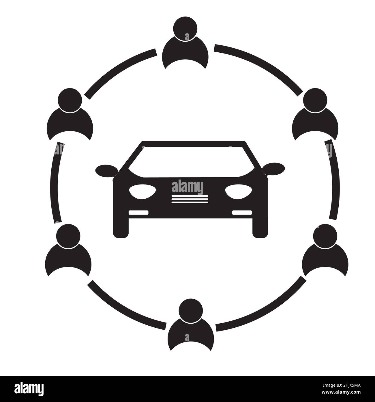 icona car sharing su sfondo bianco. cartello carsharing. simbolo carpooling. stile piatto. Foto Stock
