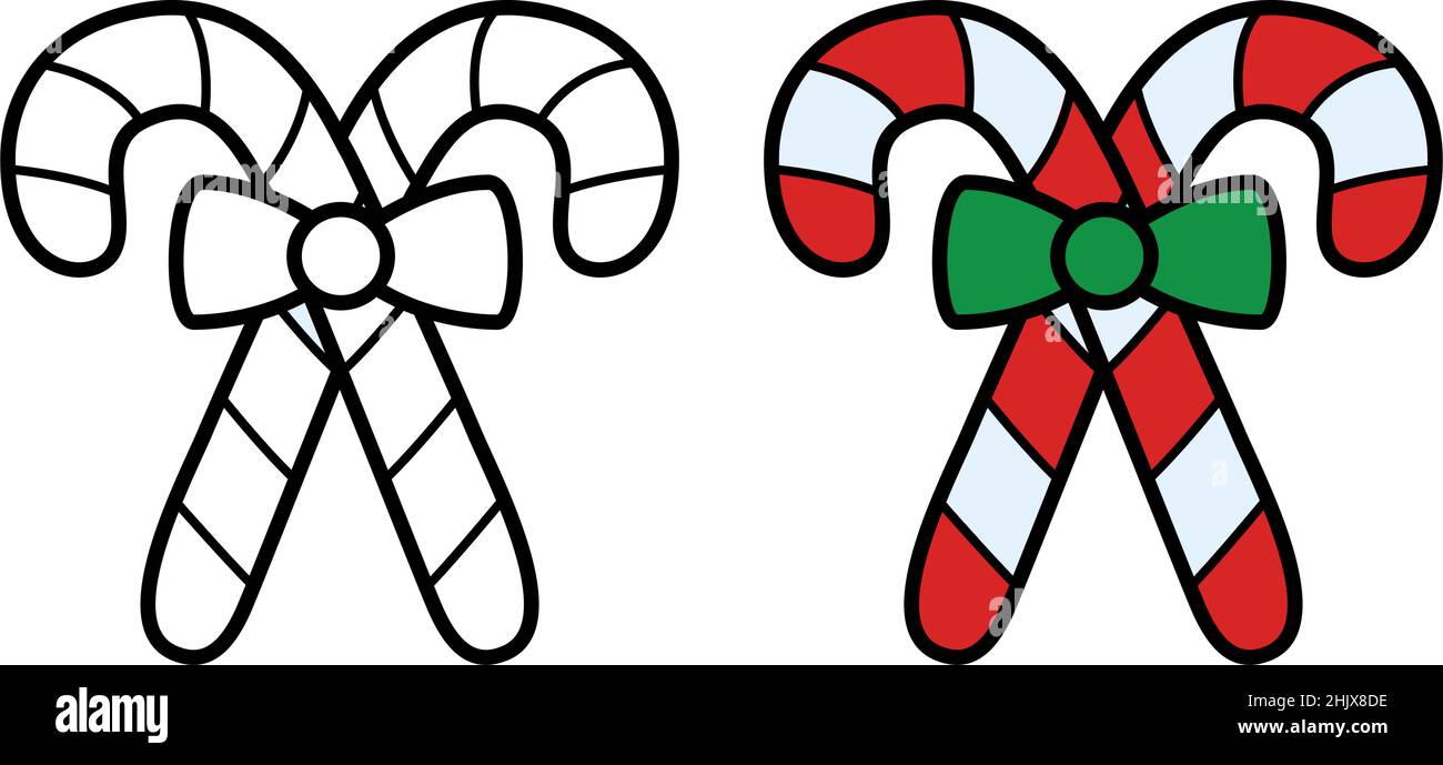 Icona bastone di caramelle di Natale su sfondo bianco, illustrazione vettoriale Illustrazione Vettoriale