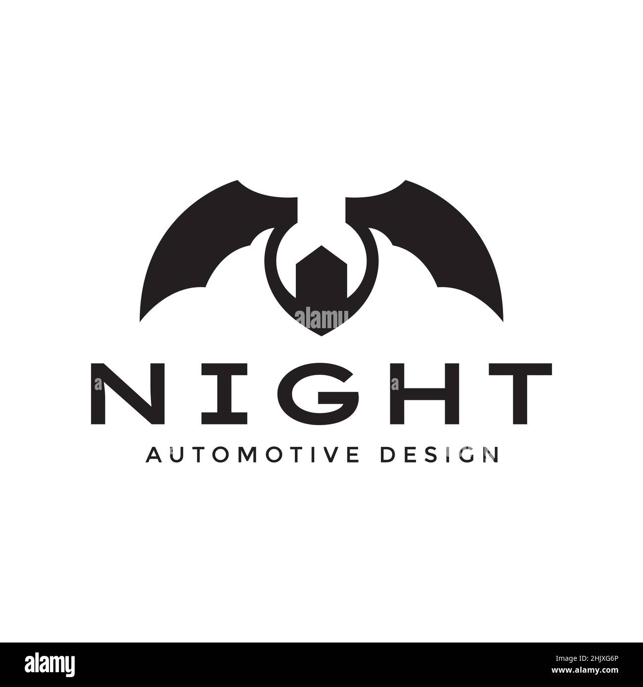 chiave con ali di pipistrello logo design, vettore grafico simbolo icona illustrazione idea creativa Illustrazione Vettoriale