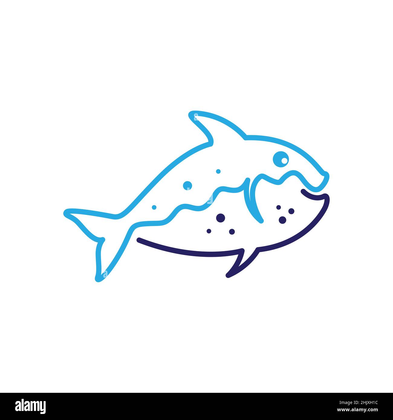 linea continua pesce piranha logo design, vettore grafico simbolo icona illustrazione idea creativa Illustrazione Vettoriale