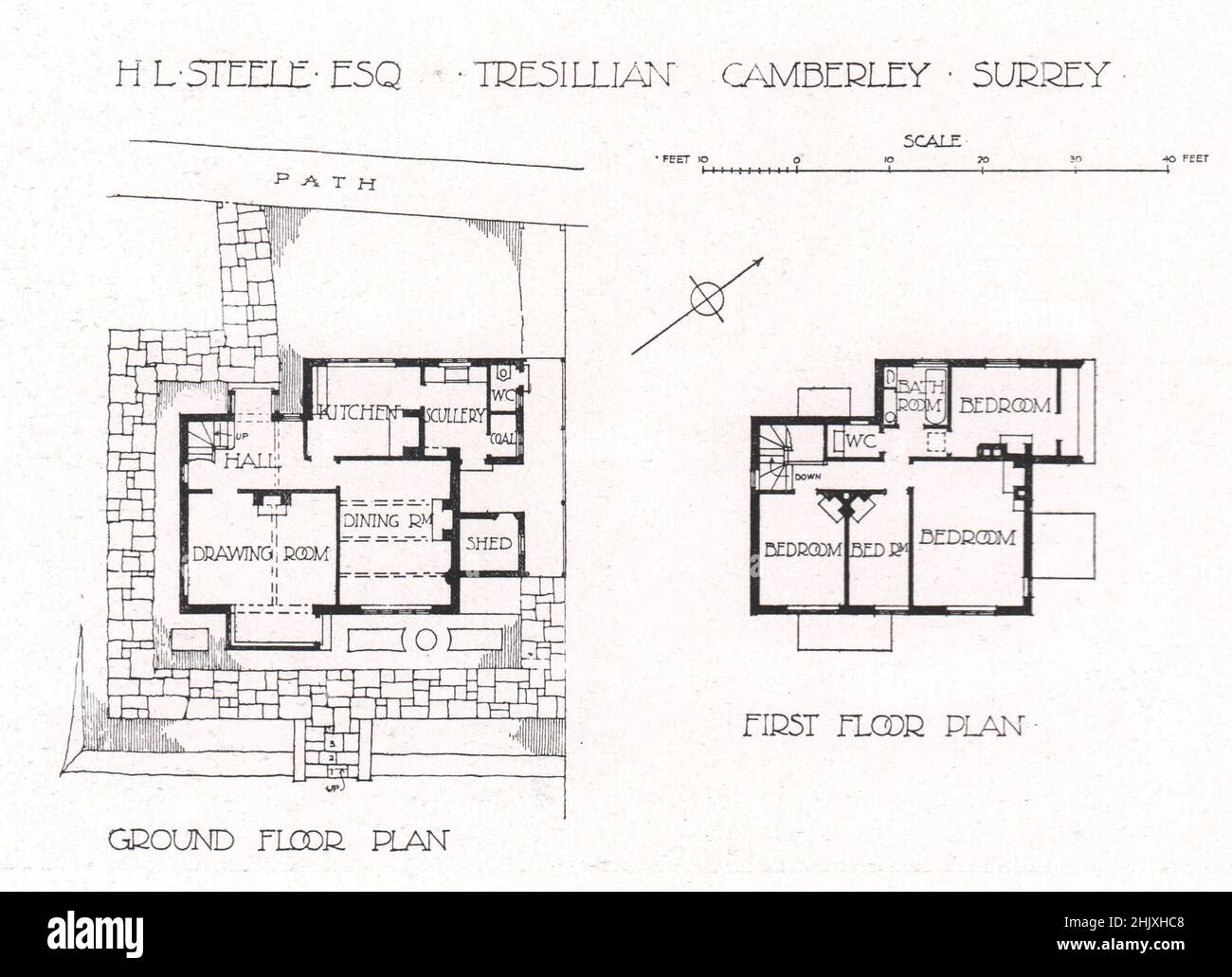 HL-Steele-ESQ - Tresilian Camberley - Surrey. H. R. & B. A. Poulter, Architetti (1908) Foto Stock