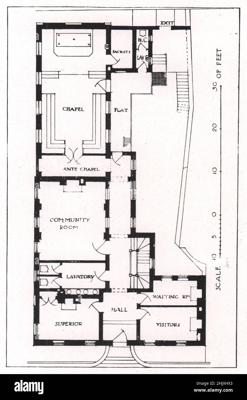 Il Convento della riparazione : piano terra. Devon. Walter J. Tapper, architetto (1908) Foto Stock