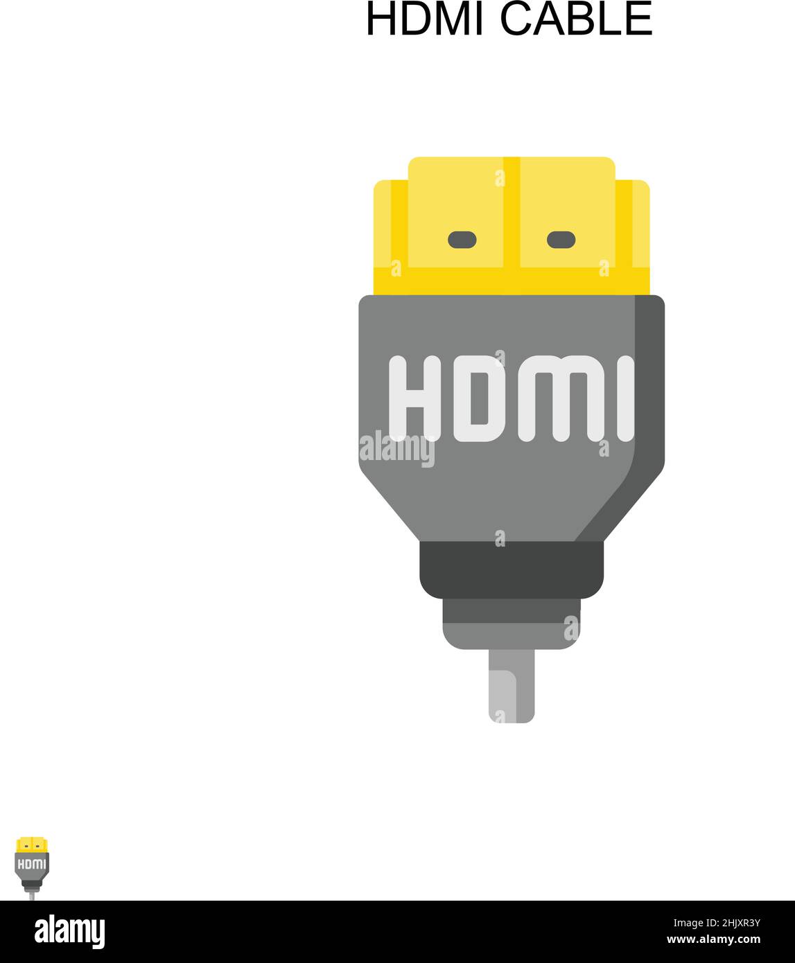 Icona vettore semplice del cavo HDMI. Modello di disegno del simbolo di illustrazione per l'elemento dell'interfaccia utente mobile Web. Illustrazione Vettoriale