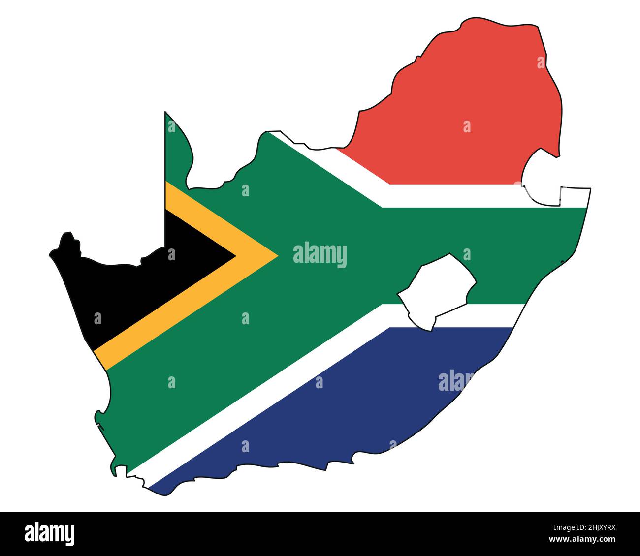 Mappa della Repubblica del Sud Africa con bandiera - contorno di uno stato con bandiera nazionale Illustrazione Vettoriale