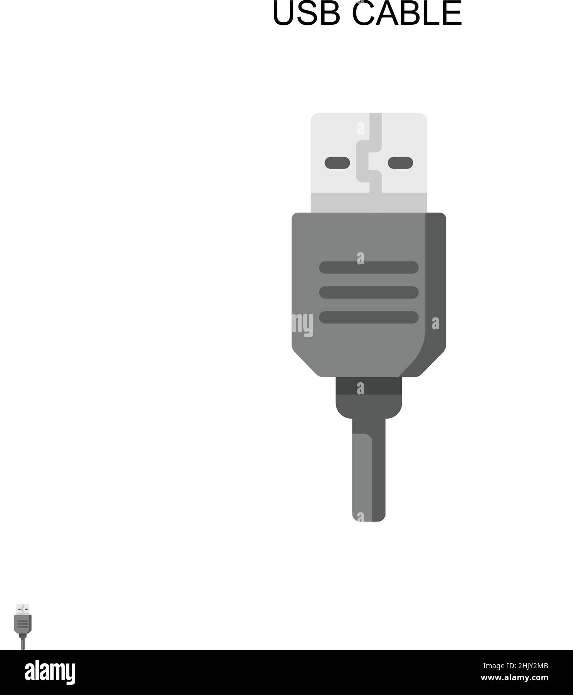 Icona vettore semplice del cavo USB. Modello di disegno del simbolo di illustrazione per l'elemento dell'interfaccia utente mobile Web. Illustrazione Vettoriale
