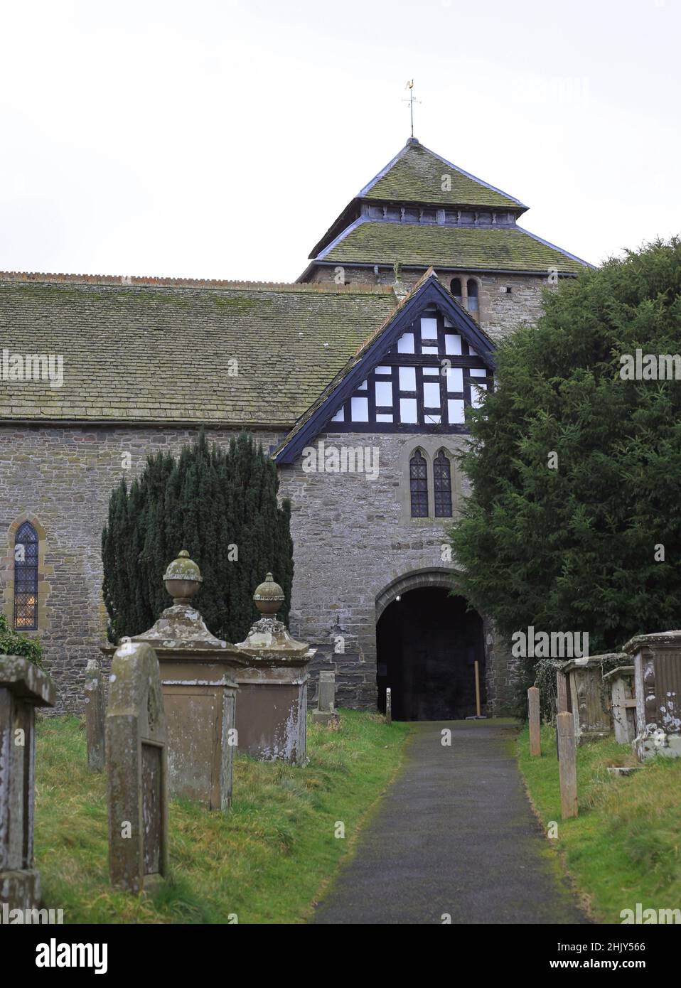 St George's Church, Clun, Shropshire, Inghilterra, Regno Unito. Foto Stock