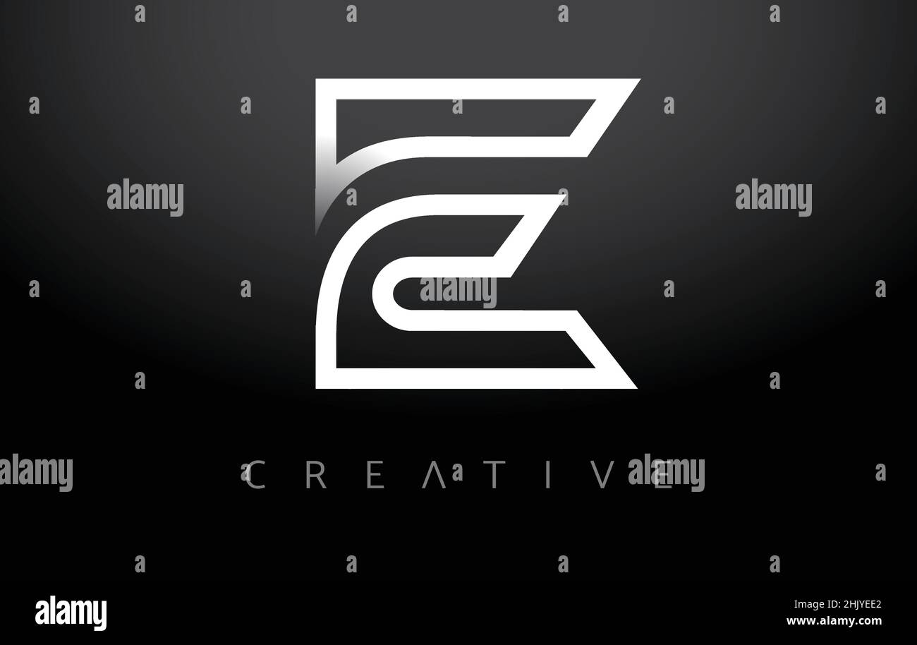 E Logo lettera icona monogramma. E Letter Design con linea bianca monogramma e minimalista Modern Creative Look Vector Illustration. Illustrazione Vettoriale