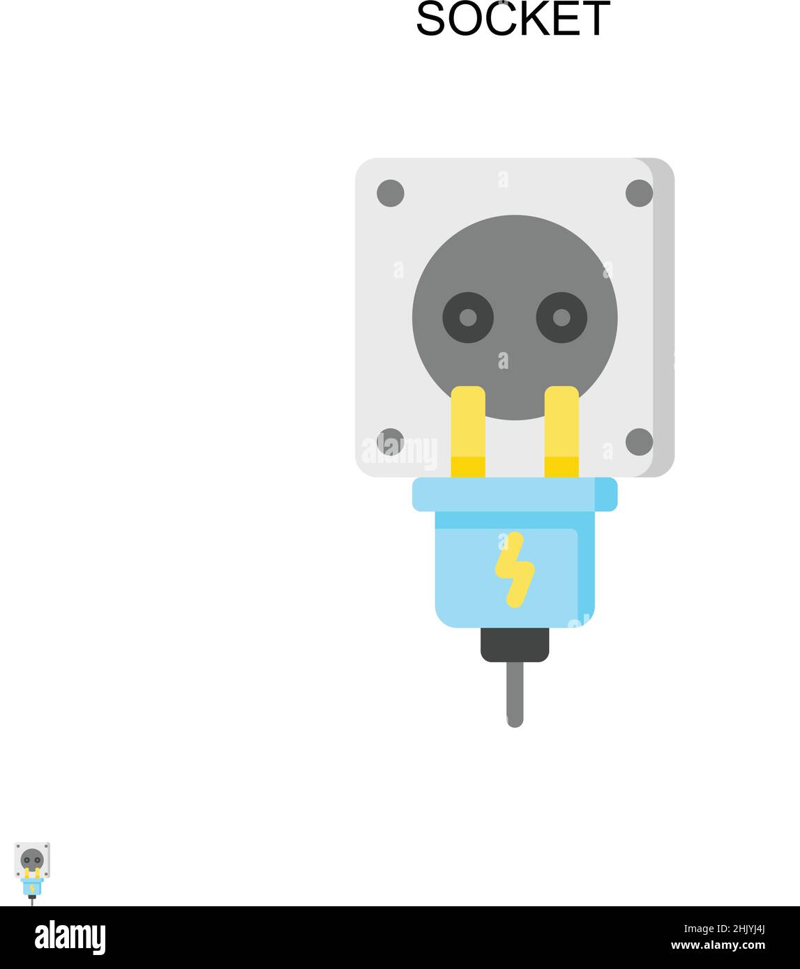 Icona vettore semplice socket. Modello di disegno del simbolo di illustrazione per l'elemento dell'interfaccia utente mobile Web. Illustrazione Vettoriale