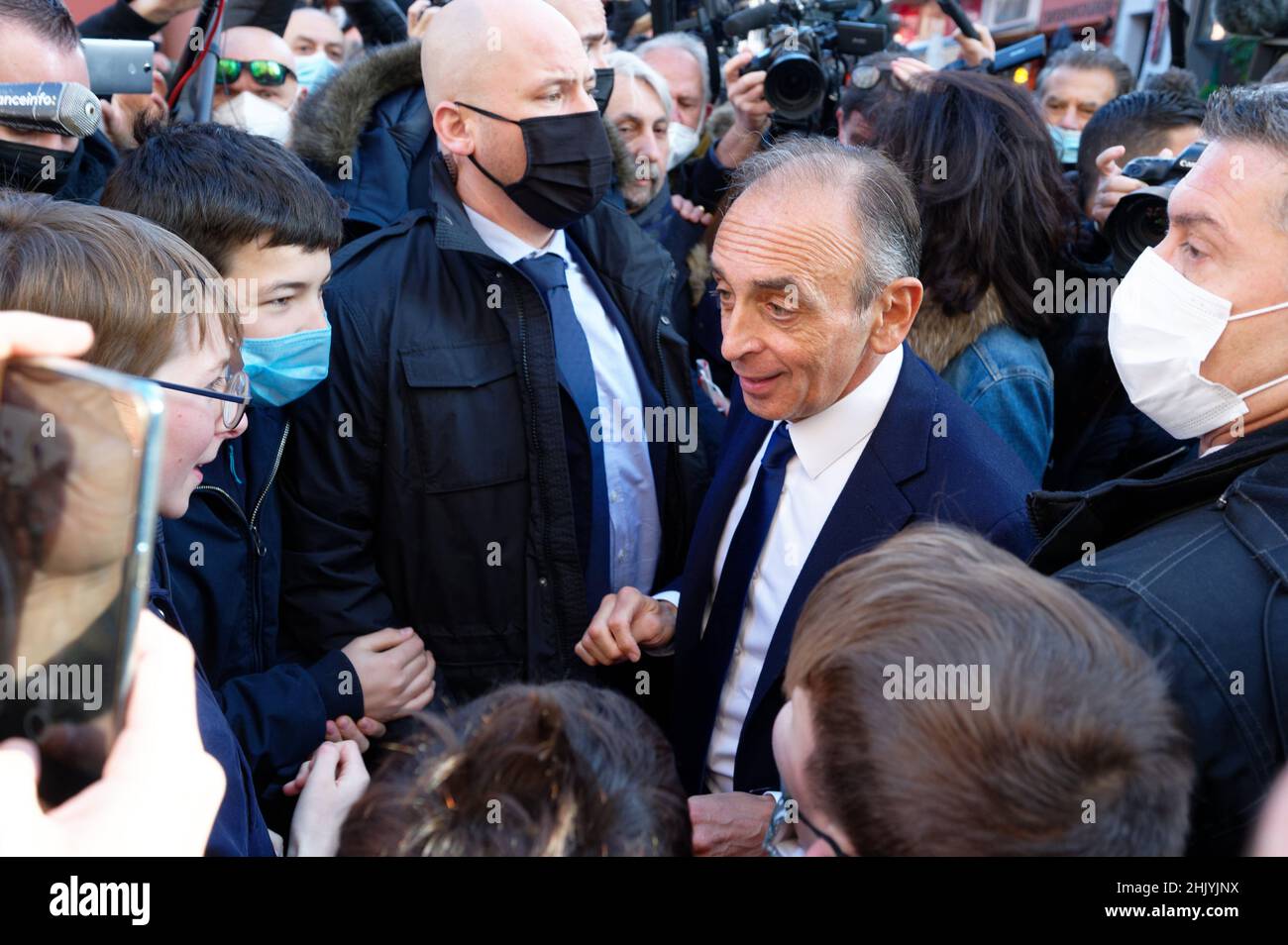 Eric Zemmour, partito francese di estrema destra "Reconquete!" Leader, media pundit e candidato alle elezioni presidenziali francesi del 2022 Eric Zemmour, Cannes, Foto Stock