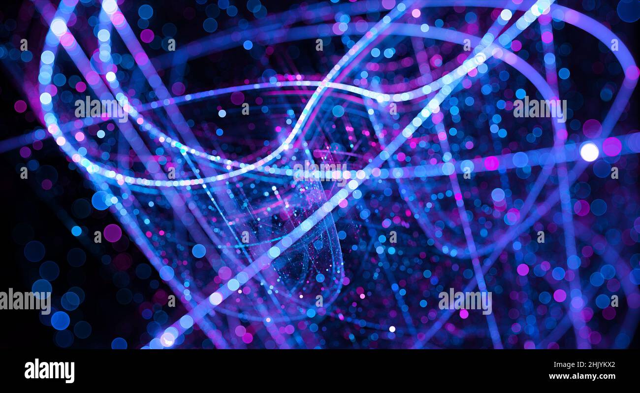 Rete neurale brillante di intelligenza artificiale, sfondo astratto generato dal computer, rendering 3D Foto Stock