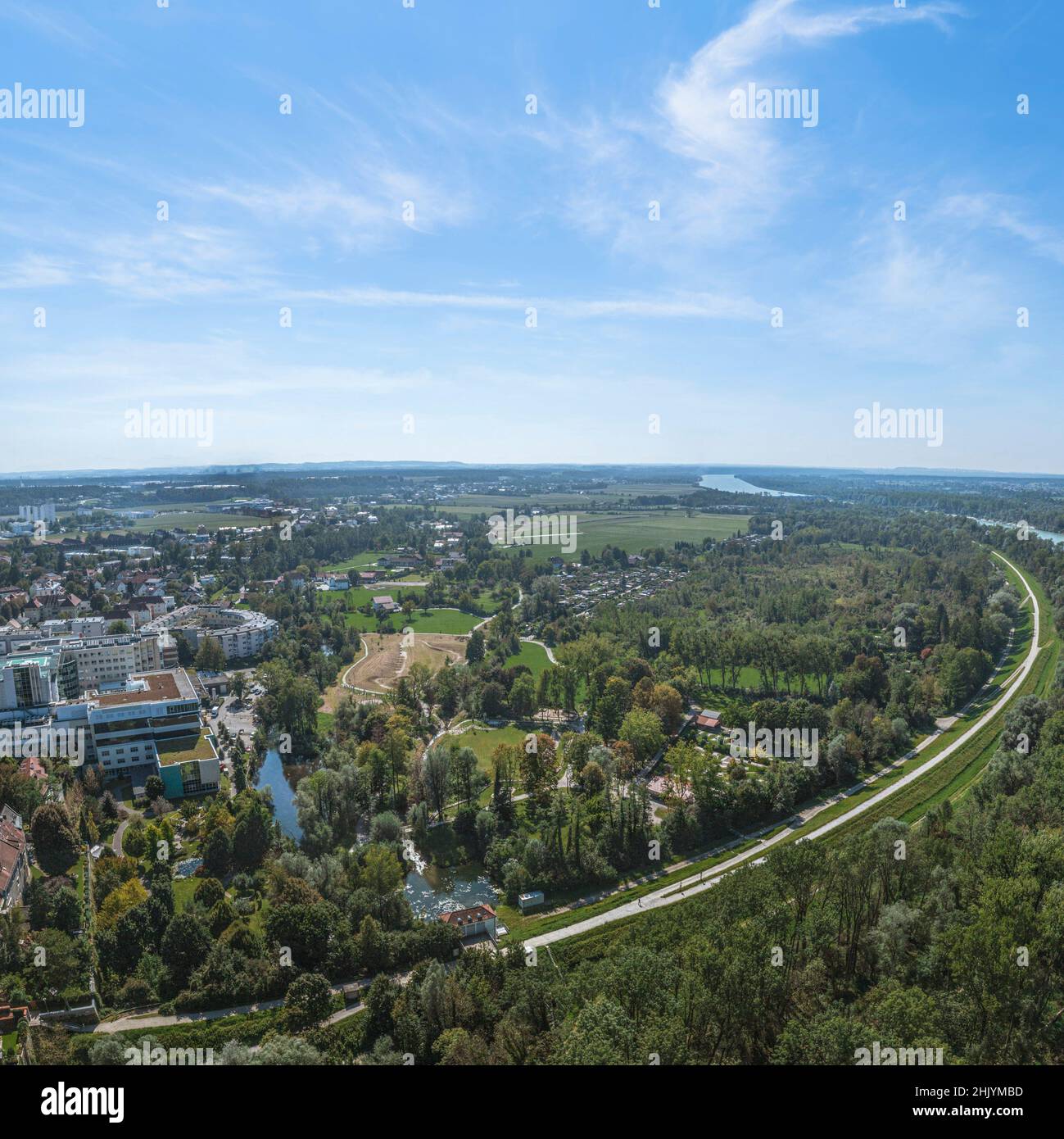 Vista aerea di Braunau su Inn Foto Stock