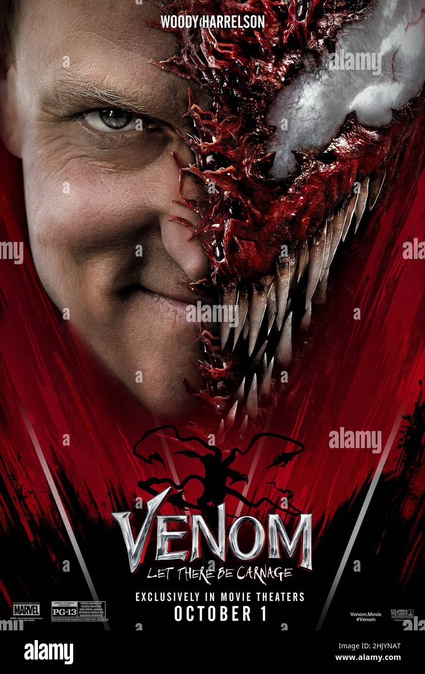 Venom: Let There Be Carnage (2021) diretto da Andy Serkis e interpretato da Woody Harrelson, Tom Hardy e Michelle Williams. Venom torna ad affrontare il criminale Carnage in questo attesissimo sequel. Foto Stock