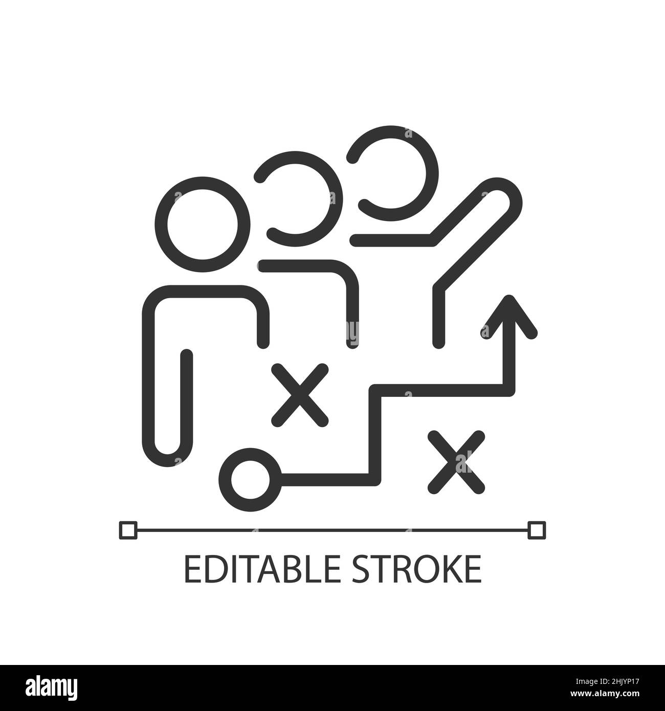 Icona lineare perfetta pixel brainstorming Illustrazione Vettoriale