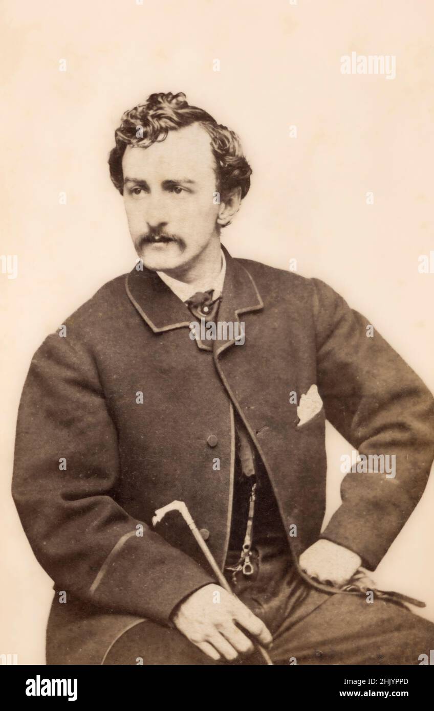 John Wilkes Booth, 1838 - 1865. Attore e assassino professionista americano del presidente Abraham Lincoln. Dopo un'immagine di carte de visite scattata intorno al 1862 all'apice della fama e popolarità di Booth come attore. Foto Stock