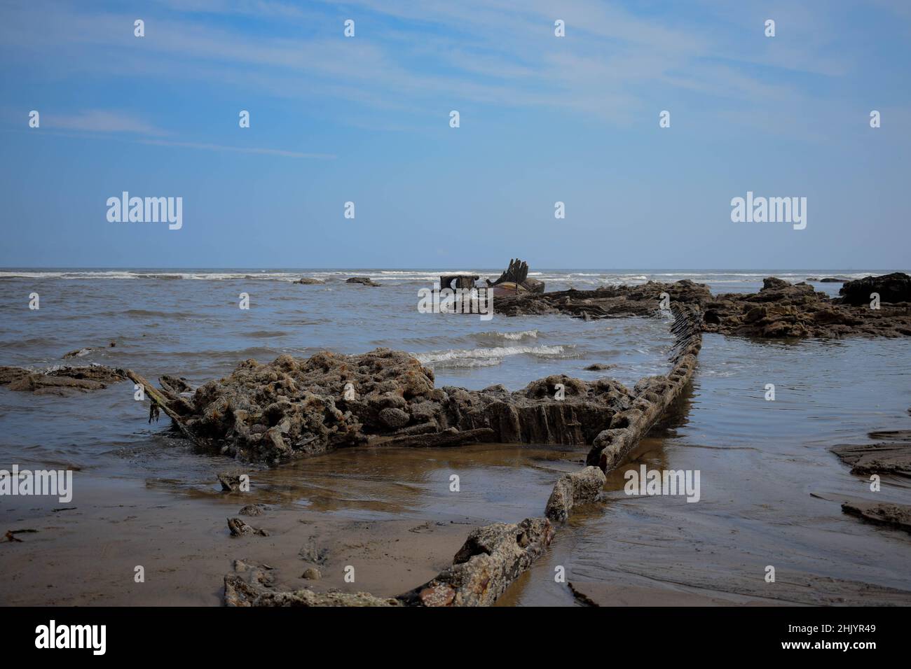 Naufragio a Seaton Carew Foto Stock